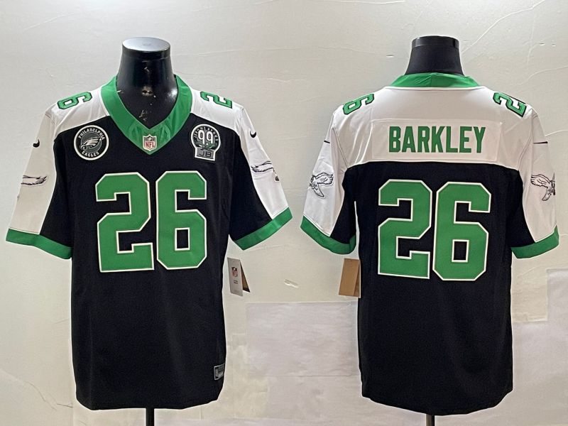 Men Philadelphia Eagles #26 Barkley Black Thanksgiving three generations 2025 Nike Vapor Limited NFL Jersey style 3